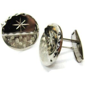 Round Starburst Checkerboard Cufflinks Tux Shirt Dress Suit Vintage